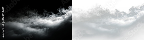Swirling clouds in gray shades on transparent background showing movement and light patterns in the sky