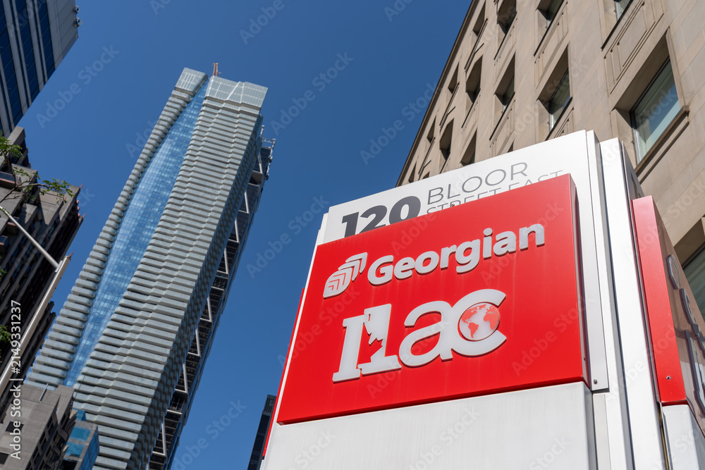 Fototapeta premium Toronto, Ontario, Canada - August 5, 2026: The campus for a public private partnership between Georgian College and the International Language Academy of Canada (ILAC) on Bloor Street East in Toronto