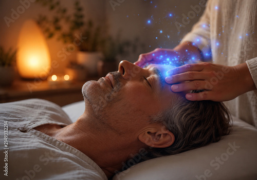 Access Bars Energy Healing Session Man - AI generated