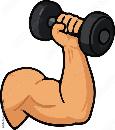 Foto Biceps flexing arm lifting dumbbell vector illustration for fitness, gym workout