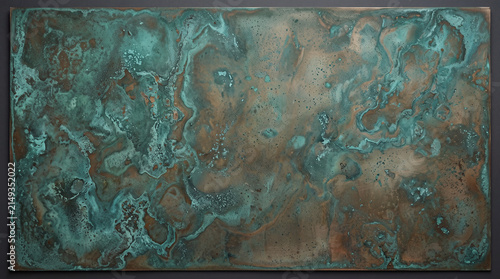 Abstract Oxidized Copper Surface with Blue Green Patina