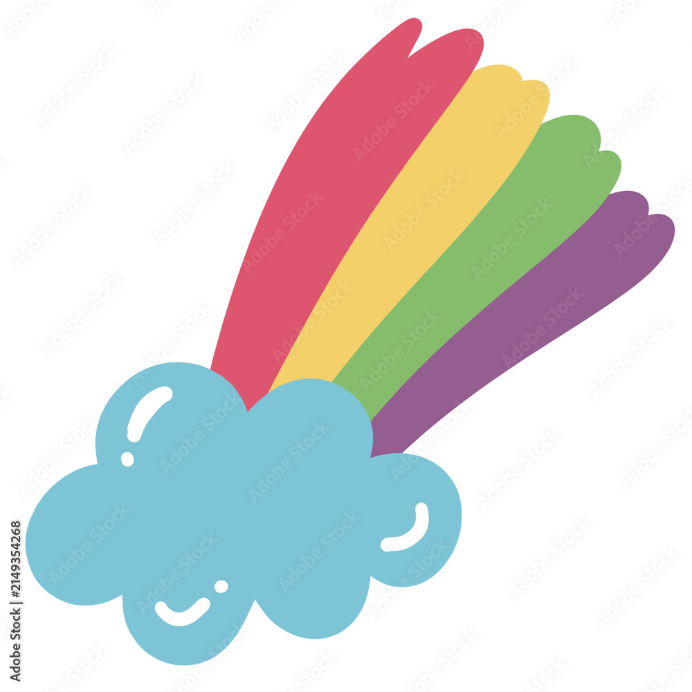 Obraz premium Rainbow with Cloud Cute Flat Illustration