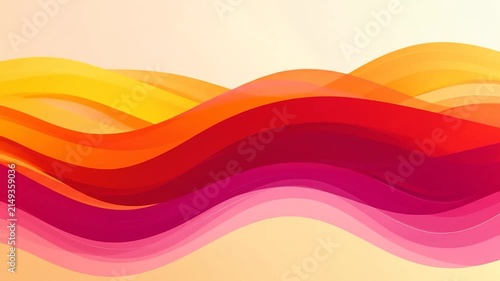 Abstract warm color flowing waves on light background