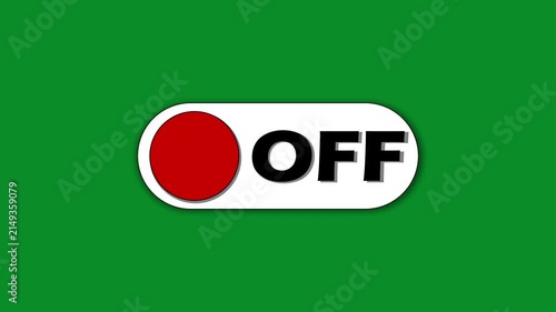 4K On Off Toggle Switch Animation on Green Screen for Chroma Key Video Overlay.