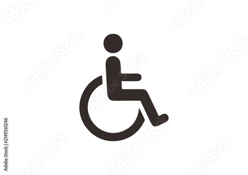Disabled person wheelchair symbol icon vector for accessibility sign, handicap parking, and public facilities guidance