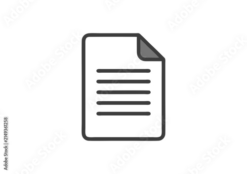 Document vector icon illustration, file page with text lines isolated on white background