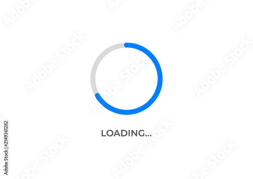 Blue circular loading bar progress indicator icon for website buffering status and software system data processing update vector element