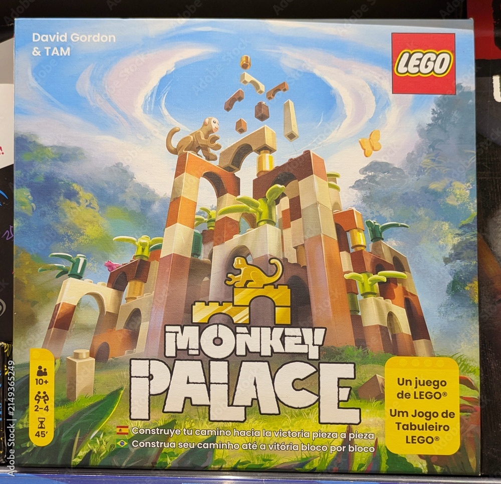 Fototapeta premium Caja de construcción Lego con juego Monkey Palace, en una tienda Toy Planet, Madrid, España, 1 de junio de 2026