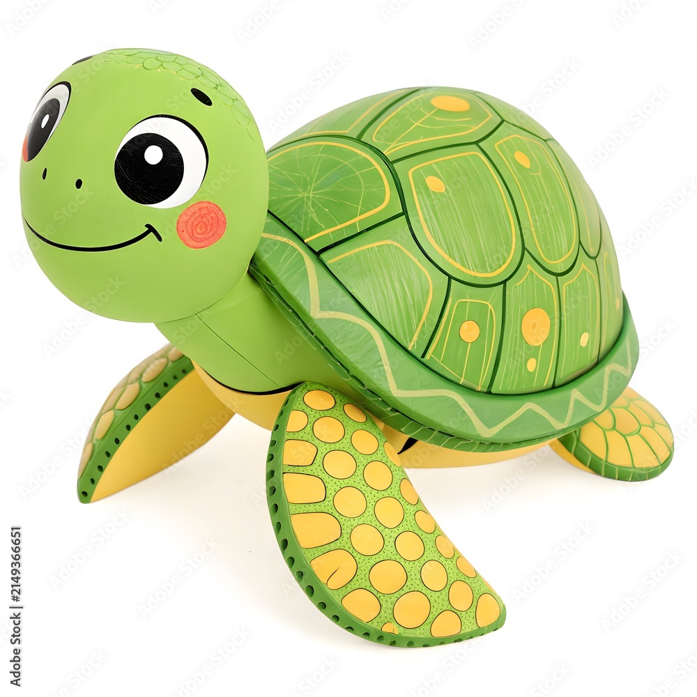 Obraz premium Smiling cartoon turtle with detailed shell