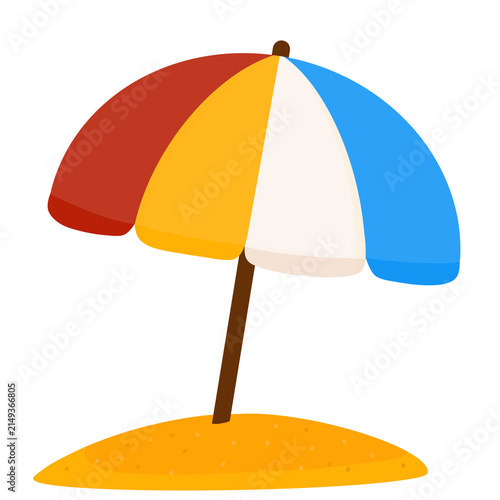 Colorful Beach Umbrella on Sand Summer Vacation