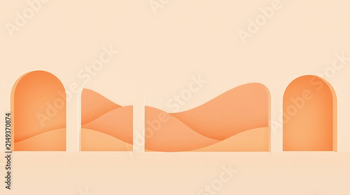 Minimalist Abstract Background with Soft Geometric Shapes and Pastel Color Palette