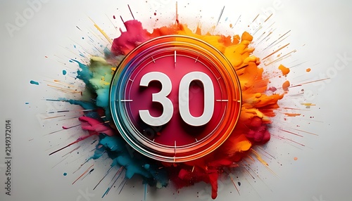 Colorful Paint Splash with Number 30 Centerpiece.