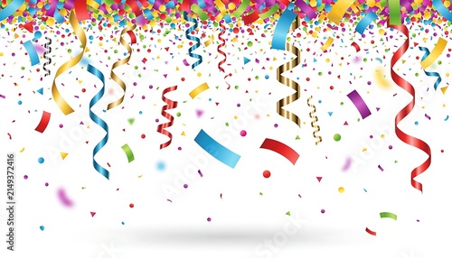 Colorful Party Confetti and Streamers Celebration.