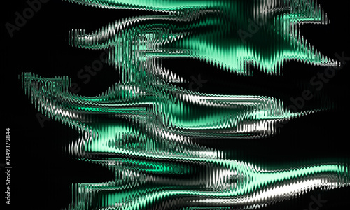 Foto Abstract digital glitch waves with green neon light effect