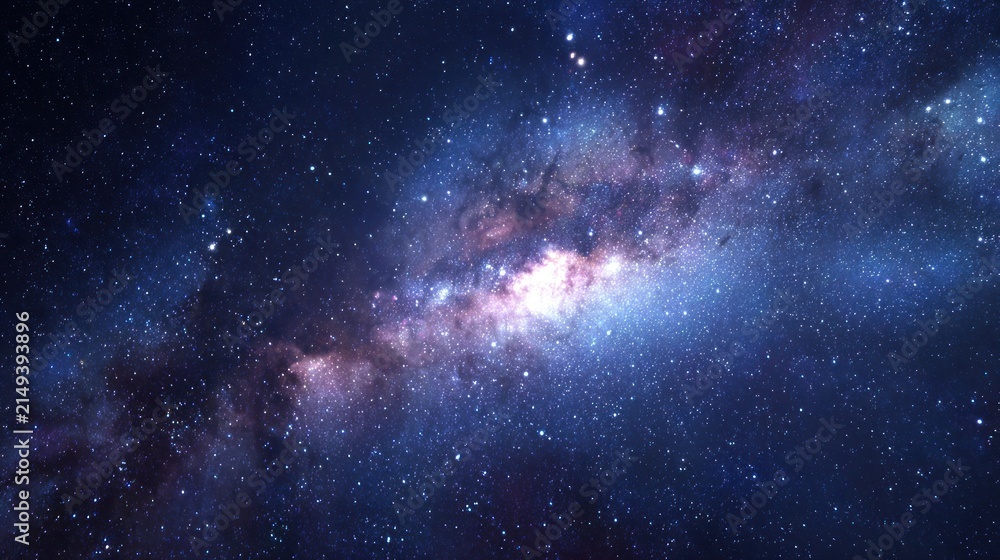 Fototapeta premium Vibrant milky way galaxy displaying celestial bodies in deep space