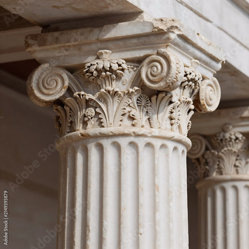 Claymation Marble Government. Detailed Greek Marble Pillars