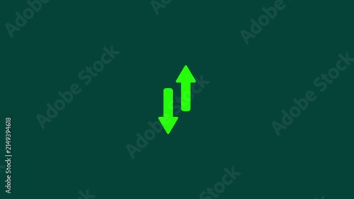 Minimalist green up and down arrow animation for ui ux and data flow concepts motion ui interface