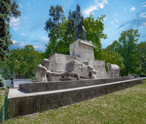 SZEGED, HUNGARY-MAY 22, 2016:Statue of Count Lajos Tisza de Borosjenő et Szeged, a Hungarian politician. After the flood in 1879  led the city's reconstruction and residents regards him as a hero.