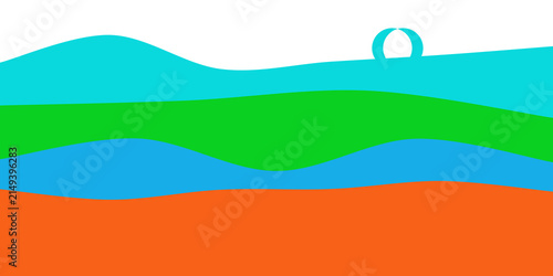 Modern fluid waves vector art with orange base layer