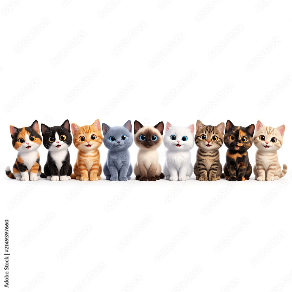 Fototapeta premium Adorable charming small kitten figurine collection display