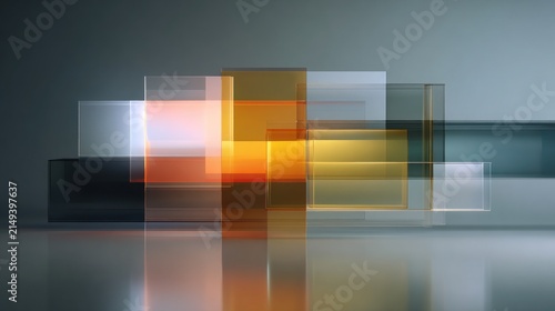 Abstract layered geometric shapes in muted colors graphic design background