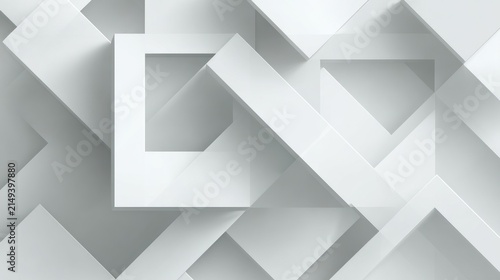 Abstract geometric shapes pattern in white with light and shadows