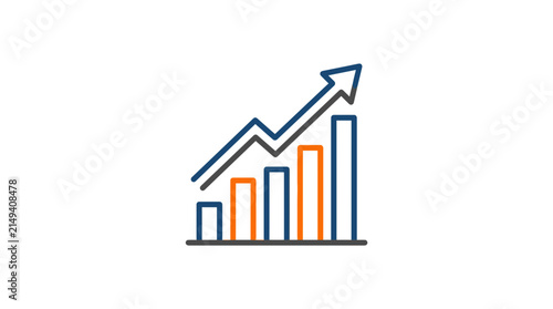 A simple graphic illustration showing a rising bar chart with an upward trend arrow