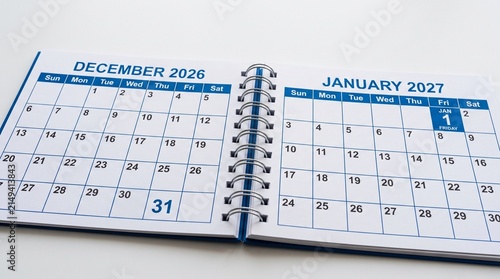 New year concept with desktop calendar. Finishing goals of 2026. Setting targets for 2027. Countdown to new year begins .Happy New Year, the start of the new year 