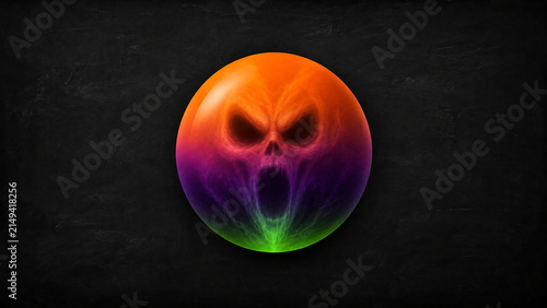 Abstract Halloween Ghost Face Gradient Sphere on Dark Chalkboard Background