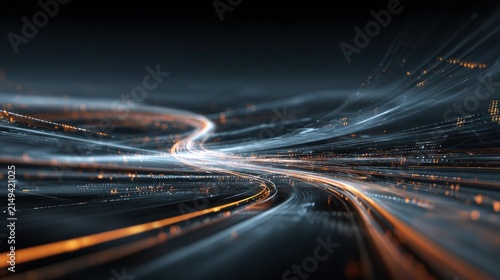 Abstract light trails dynamic lines of energy on dark background