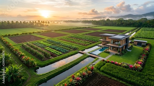 Flat agricultural landscape with open fields under clear sky
