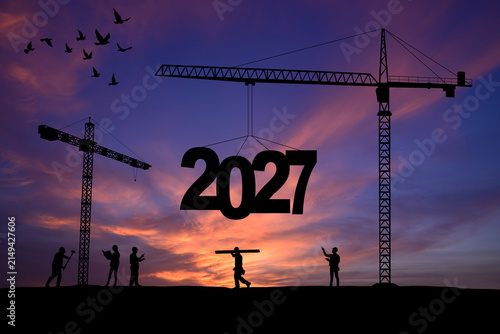 Construction numbers for New Year 2027 Celebration. New Year concept.