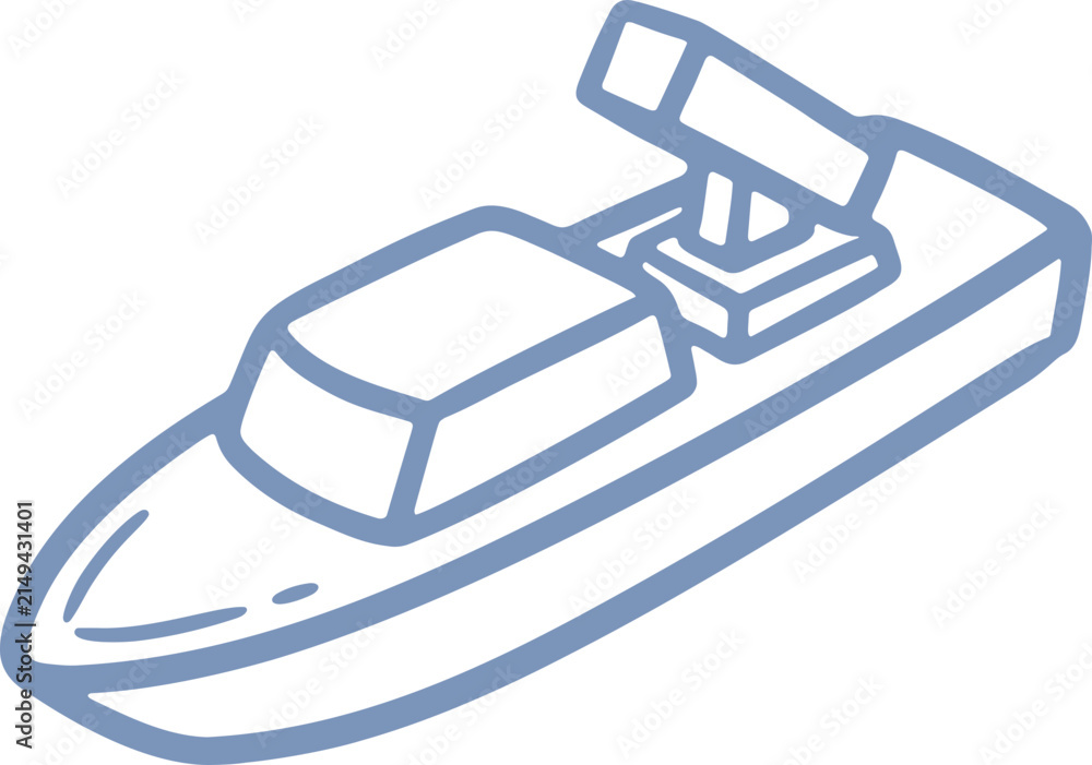 Obraz premium Simple Doodle Military Missile Boat with Launcher, Isometric Vector Outline for Modern Naval Defense Graphics