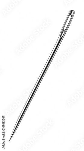 Foto Metallic Sewing Needle on Dark Surface