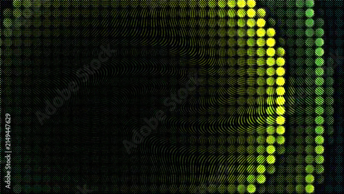 Abstract digital data visualization with glowing green and yellow lights. Futuristic technology background for digital concepts.