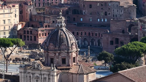 Trajan's Market and Santa Maria di Loreto Church, Aerial View, Rome, Italy