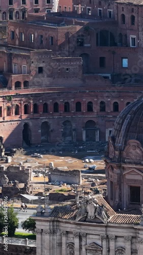 Aerial View of Trajan's Markets and Ancient Roman Ruins in Rome, Italy