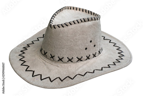 Cuadro en lienzo Light Grey Suede Cowboy Hat with Decorative Stitching and Zig Zag Trim