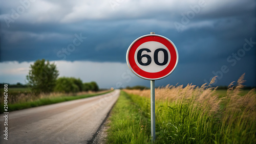 Road speed limit sign