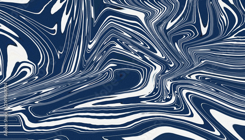 Dark blue and white marble pattern with fluid liquid motion design