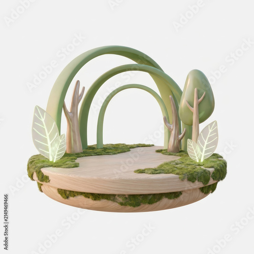 Subtainability Soft 3D Illustration sustainability soft 3d illustration green wood arch forest scene