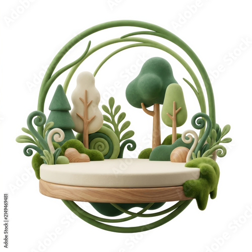 Subtainability Soft 3D Illustration subtainability soft 3d illustration of forest scene with platform and green tree