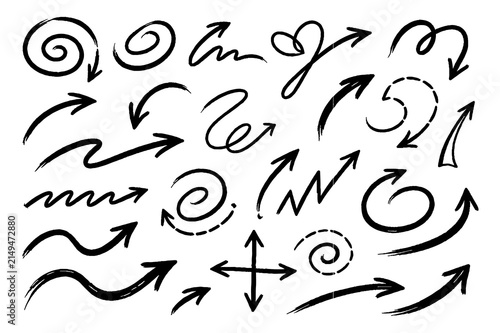 Hand Drawn Arrow Collection – Sketch, Doodle and Curved Arrow Vector Set