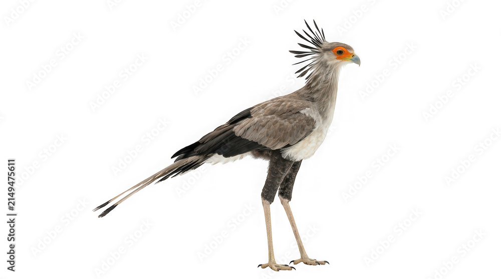 Fototapeta premium Secretary bird isolated on transparent background