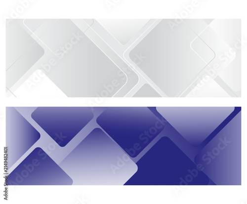 Luxury Blue Geometric Banner Background with Overlapping Rounded Squares