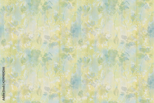 Abstract Yellow Blue Watercolor Floral Texture Background