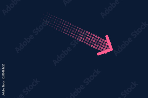 Abstract dynamic arrows with halftone gradient dots on technology backdrop