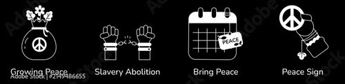 Foto Freedom slavery abolition peace concepts and human rights white line icons set v
