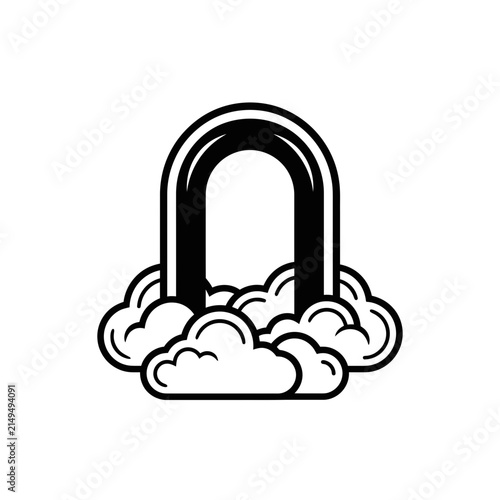 Magnet on cloud line icon.