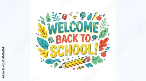 Welcome Back to School Hand Drawn Illustration